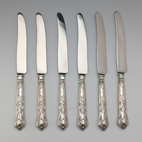 1961 British Vintage Pure Silver Handle Tea Knife x6 FB Case